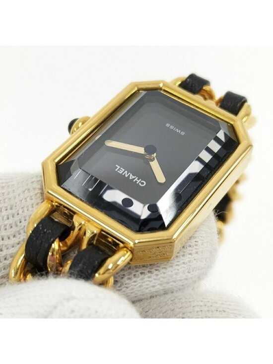 Chanel Watch Premier M Leather Chain Quartz Black Dial